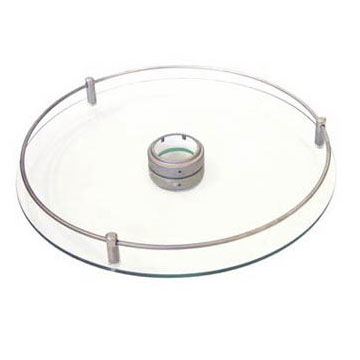 Полка стеклянная c рейлингом диаметр 350 мм (хром) P016-19